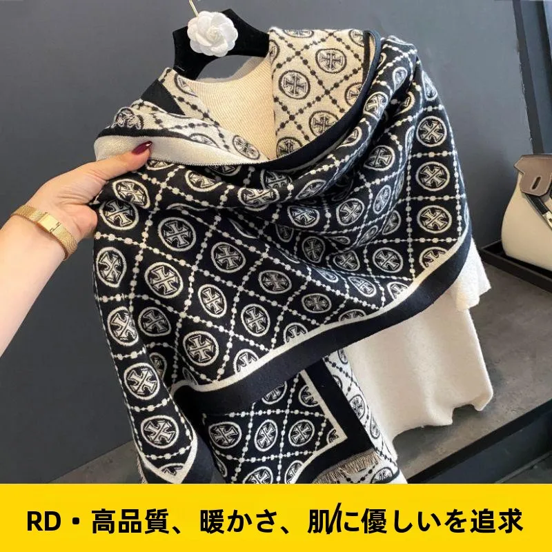 rd-新しいカシミヤ模造スカーフ女性の高級感秋冬ファッション多用途厚手暖かいクロスショルダーアウター