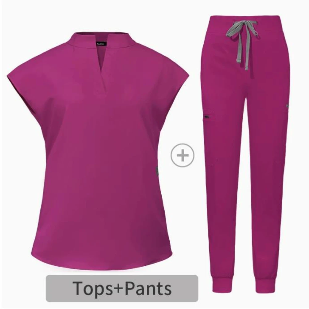 Surgical Uniforms Woman Scrubs Set for Men Nurse Uniform Jogger Suit Stretch Top & Pants Multi Pocket Nurse Esthetician Workwear