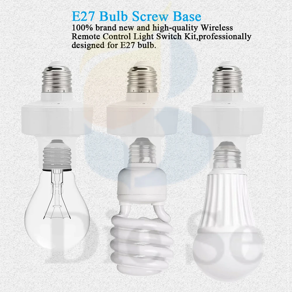 E27 Socket Base Smart Lamp Holder AC 110V 220V Light Switch RF 433MHz Wireless Remote Control transmit 500m 500W for Bulb