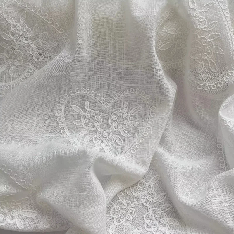 

Ins Style White Linen Cotton Cloth DIY Semi-permeable Embroidery Fabric