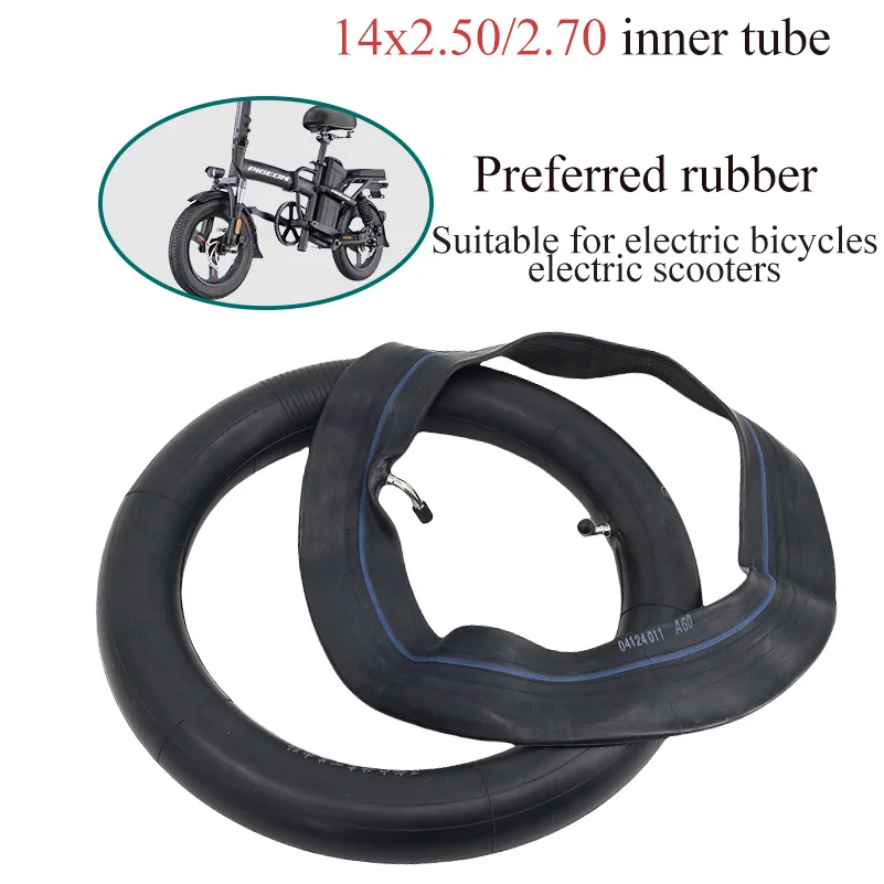 Hochwertiger 14 Zoll Elektrofahrrad-Schlauch 14x2.50/2.70 mit Gebogenem Ventil Geeignet für Elektrofahrräder/Elektroroller