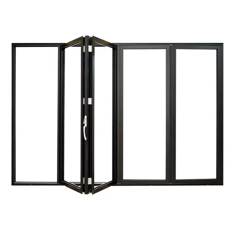 New Modern Aluminum Folding Door Interior Cheap French Style Bi Fold Glass Accordion Patio Partition Sliding Doors Factory Price