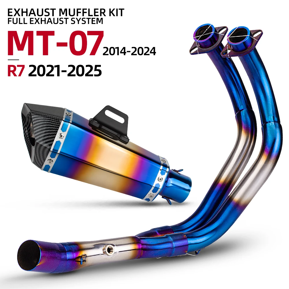 

Полный комплект нижней выхлопной системы мотоцикла для Yamaha R7 2021-2025 MT07 2014-2024 с глушителем DB Killer, соединительная трубка