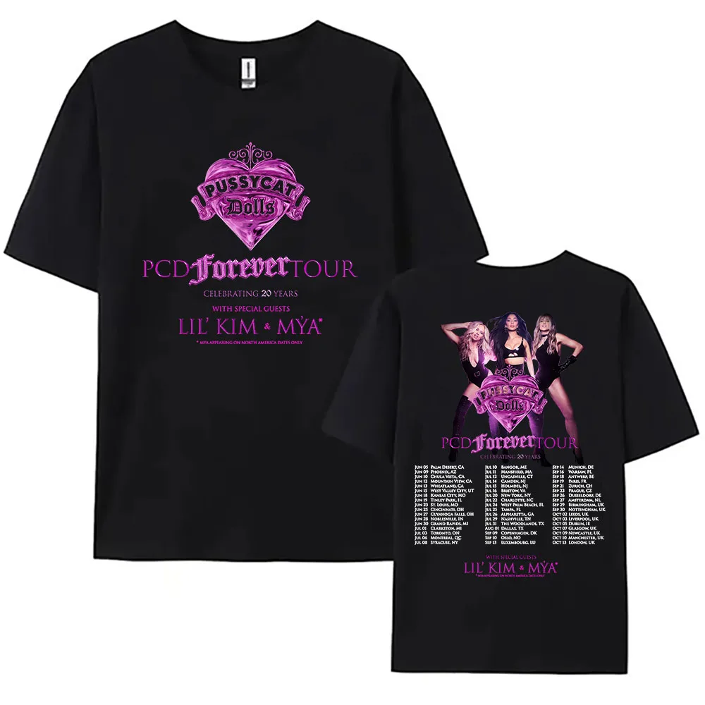 Camiseta PCD FOREVER Tour que celebra el 20 aniversario, camisetas con estampado de diseño de The Pussycat Dolls, camisetas de algodón de manga corta para mujer