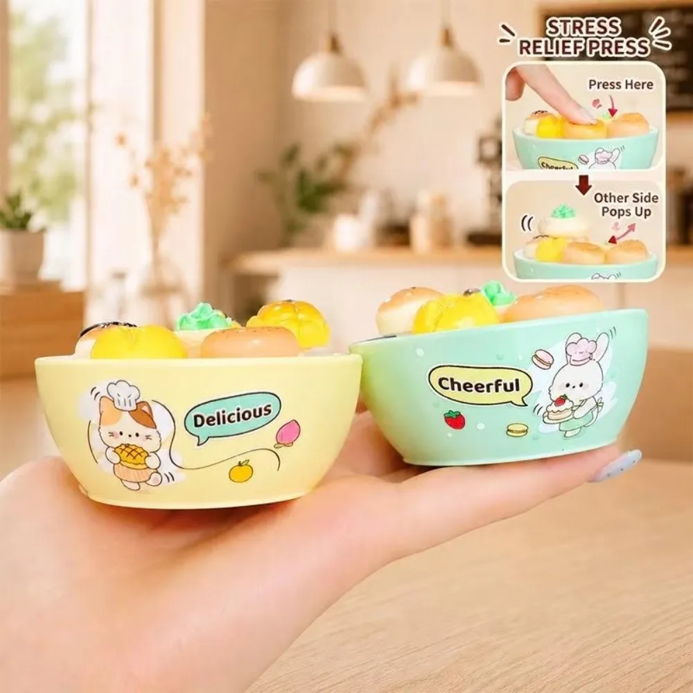 Simulation Food Clicker Fidget Keychain Cute Cat Series Push Button Clicking Pressure Relief Dessert Food Pizza Design
