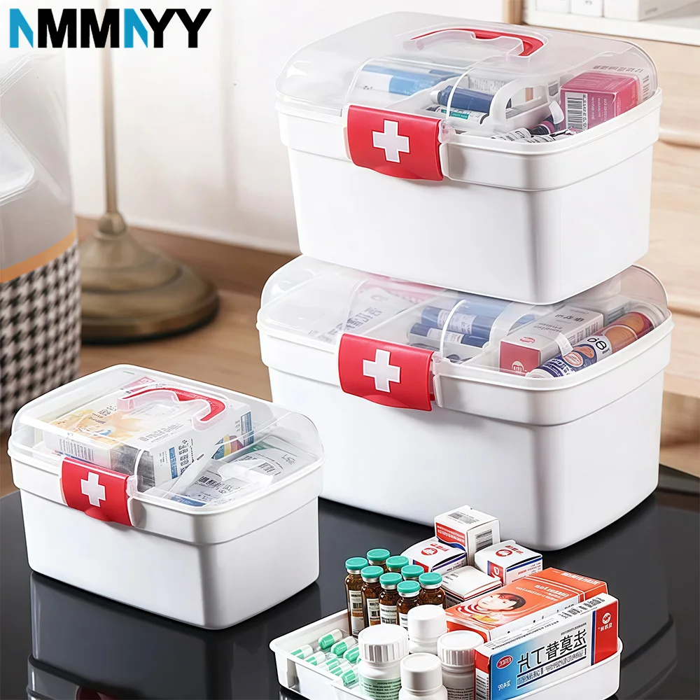 

1PCS Extra Large Capacity Medicine Storage Box with Handles, First Aid Storage Box Medical Supply Organizer, Medicine Container