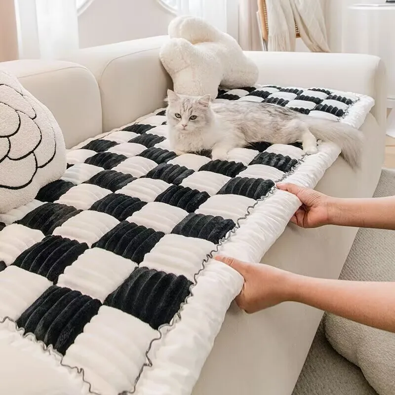 

Pet Cat Sleeping Sofa Mat Livingroom Slipcovers Kids Pets Floor Bedding Mats Soft Thicken Fleece Anti-slip Seat Pad Sofa Cushion