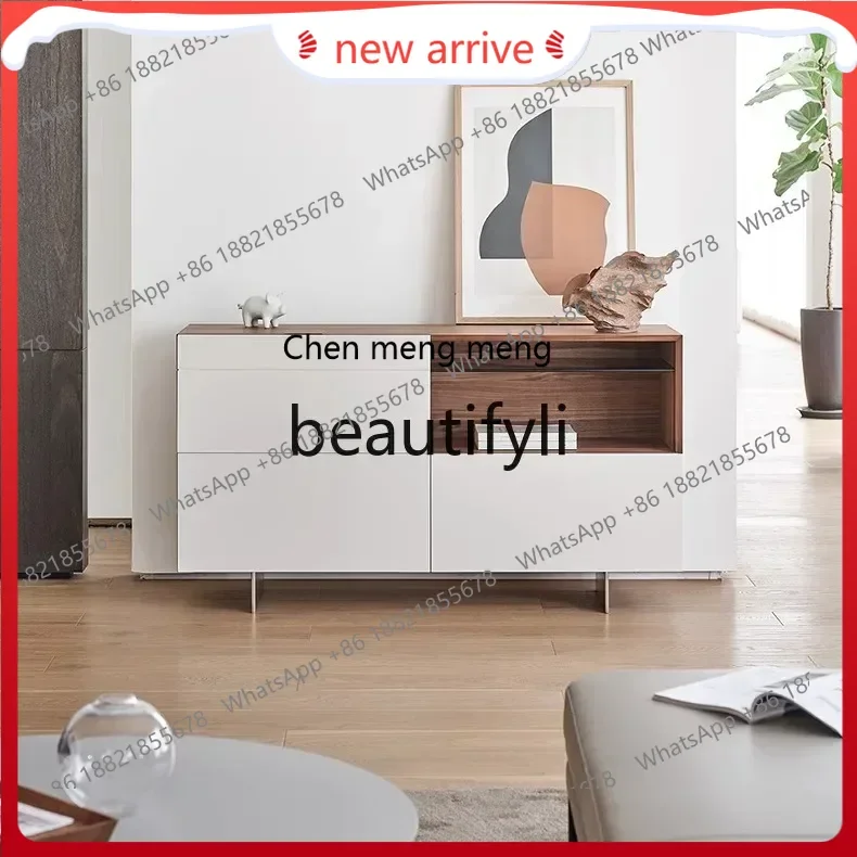 

SS S7486 Italian minimalist modern youth minimalist style locker, entrance cabinet, wooden metal storage, integrated dining side