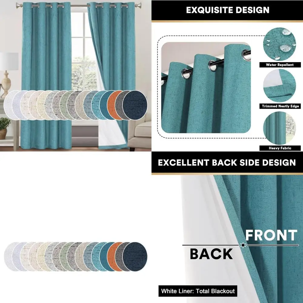 

Энергоэффективные темно-синие льняные шторы с белой подкладкой, 52x84 для спальни и гостиной