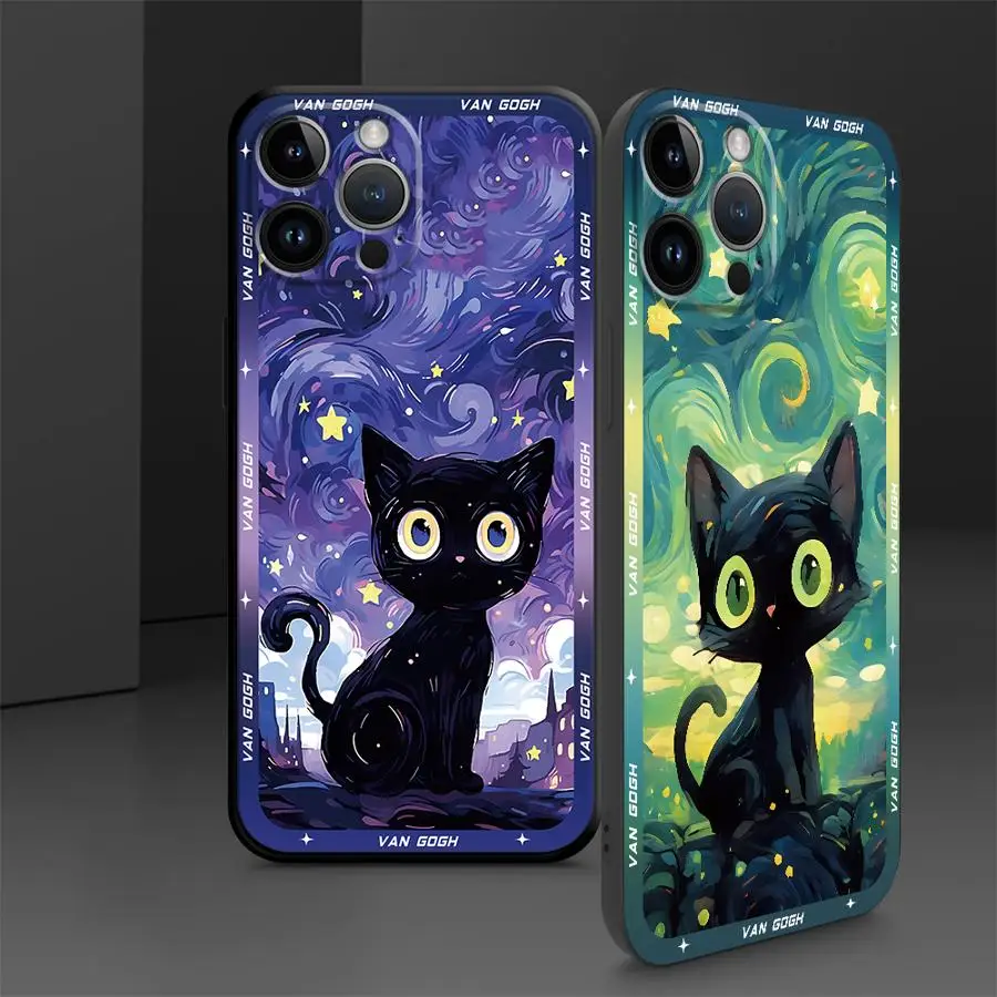 ゴッホアート電話ケース Xiaomi Redmi Note 11S 9S 9 8 7 11 Pro 10S 12S 12 13 Pro 9T 10 8T シェルバンパー ブラック ソフトカバー