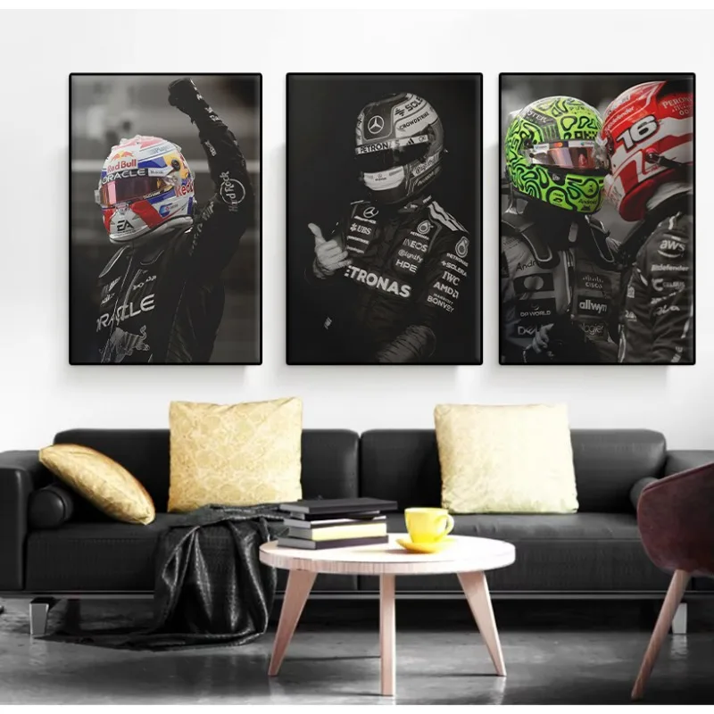 Minimal Motorsport Racing Driver Helmet Poster Modern Race Car Print Canvas Painting Wall Art Picture for Living Room Home Decor
