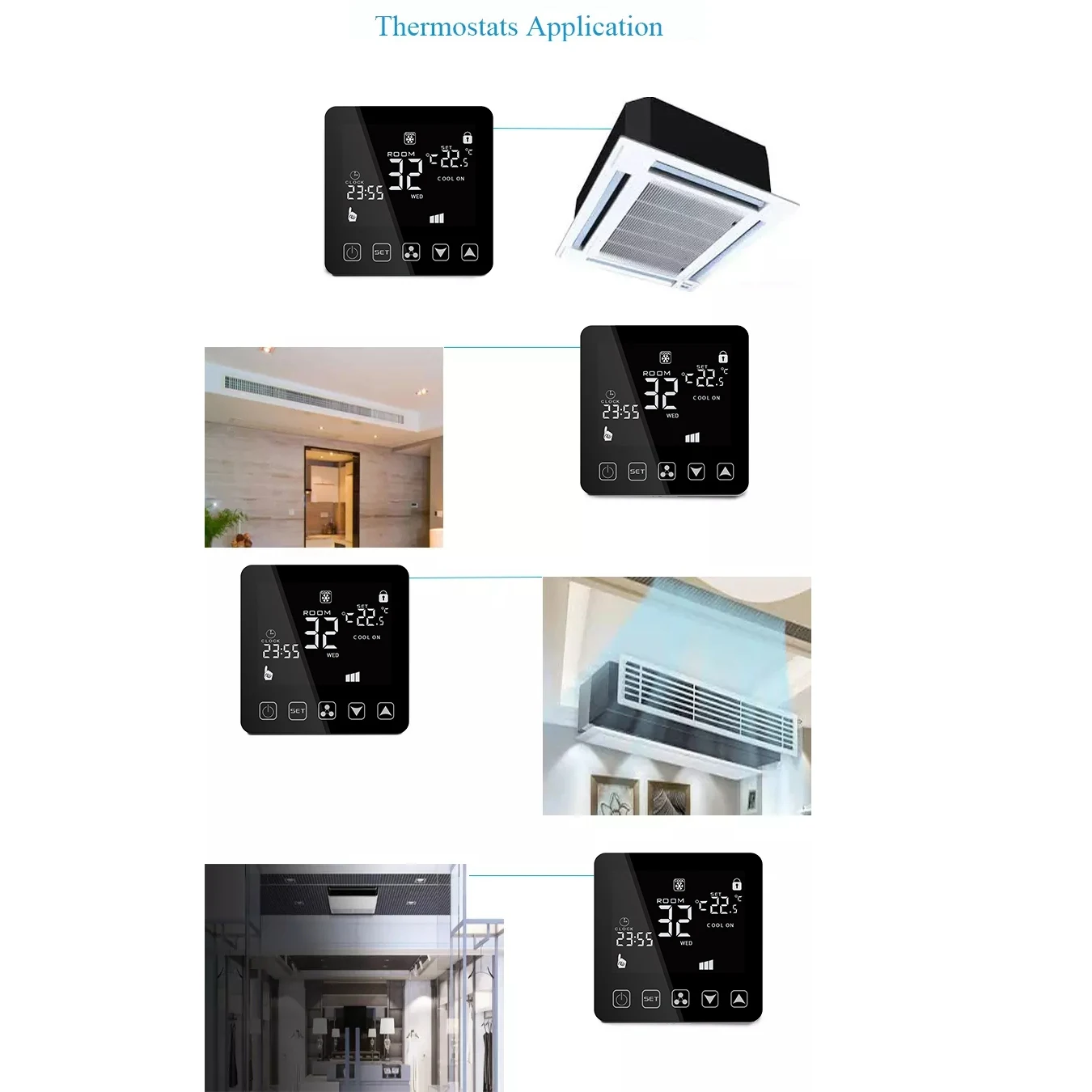 Hy08Ac-2-Wifi Lcd Hvac Air Conditioner Room Programmable Digital Ac Thermostat Programmable Thermostat