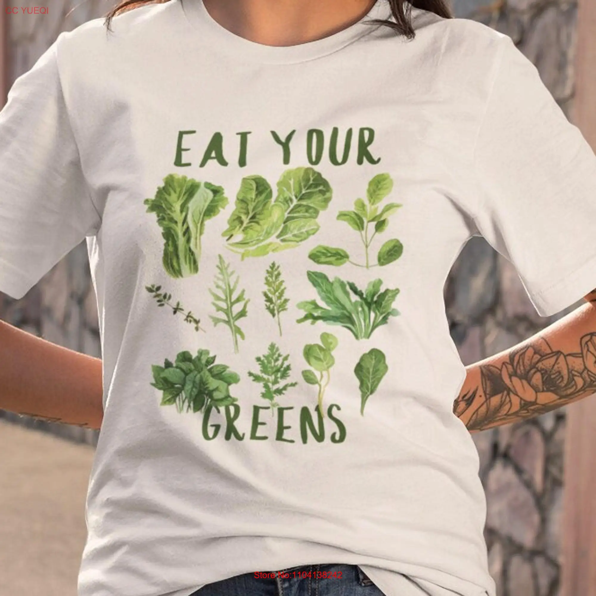 Greens loose fiT T Shirt Nutritionist relaxed Balanced diet oversized Botanical baggy top Kale Mint Thyme tee