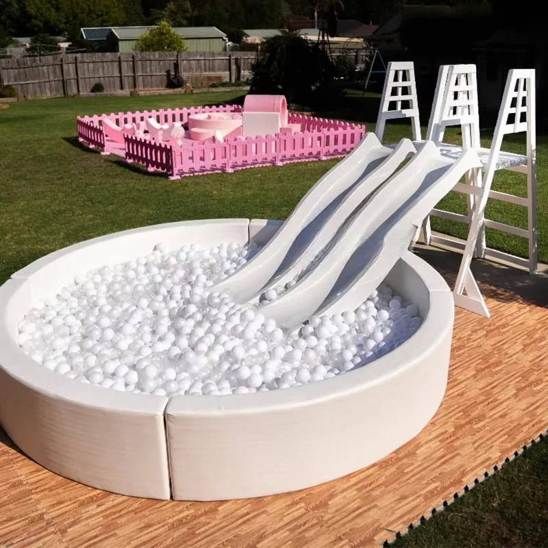 الأطفال الوردي لينة لعب الكرة بركة مجموعة التسلية التجارية في الأماكن المغلقة حفرة الكرة بركة في الهواء الطلق الكرة حفرة مع الشريحة