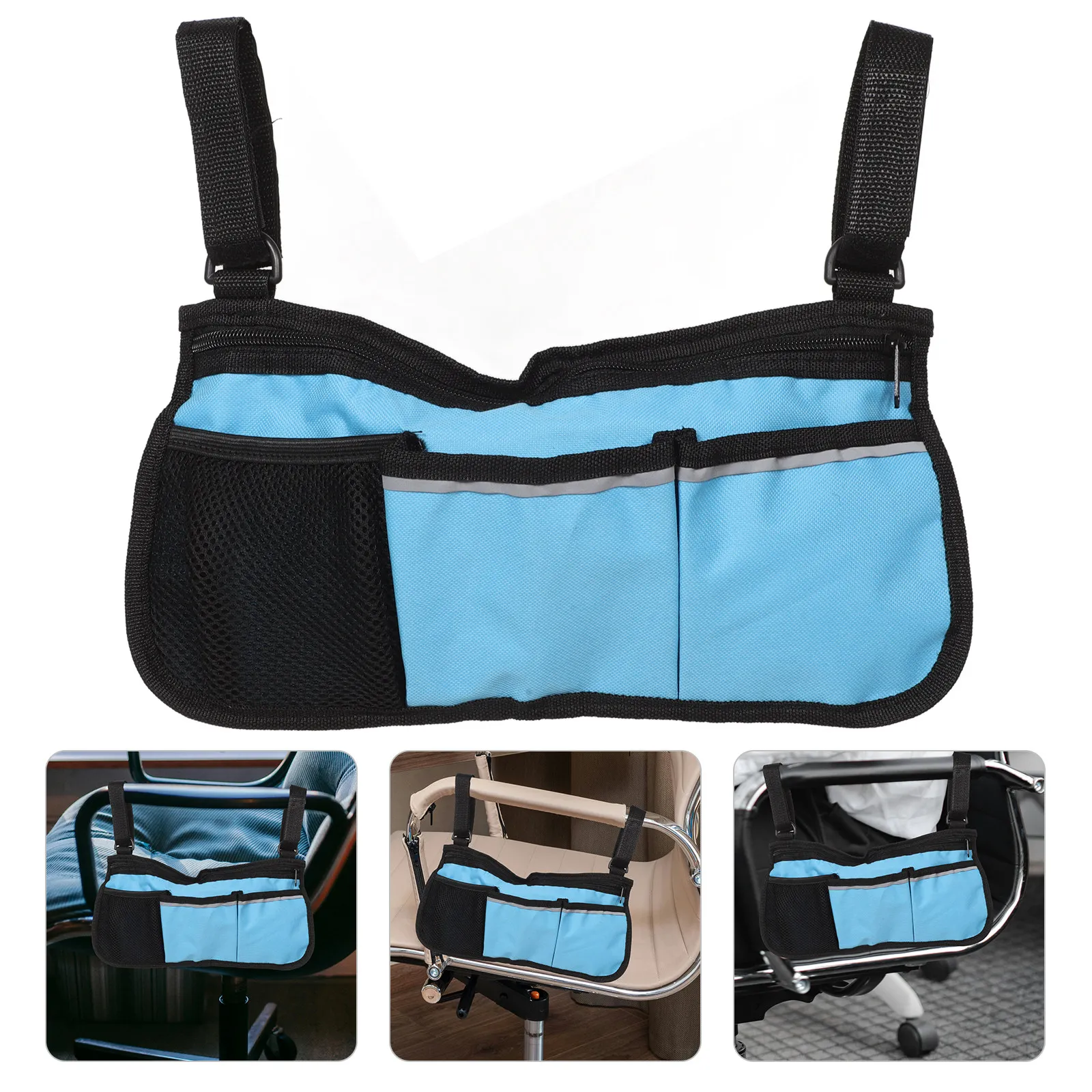 

Сумка-органайзер для инвалидной коляски, прочная сумка на подлокотник для мелких предметов, портативное хранение на креслах, водонепроницаемая, легко чистится