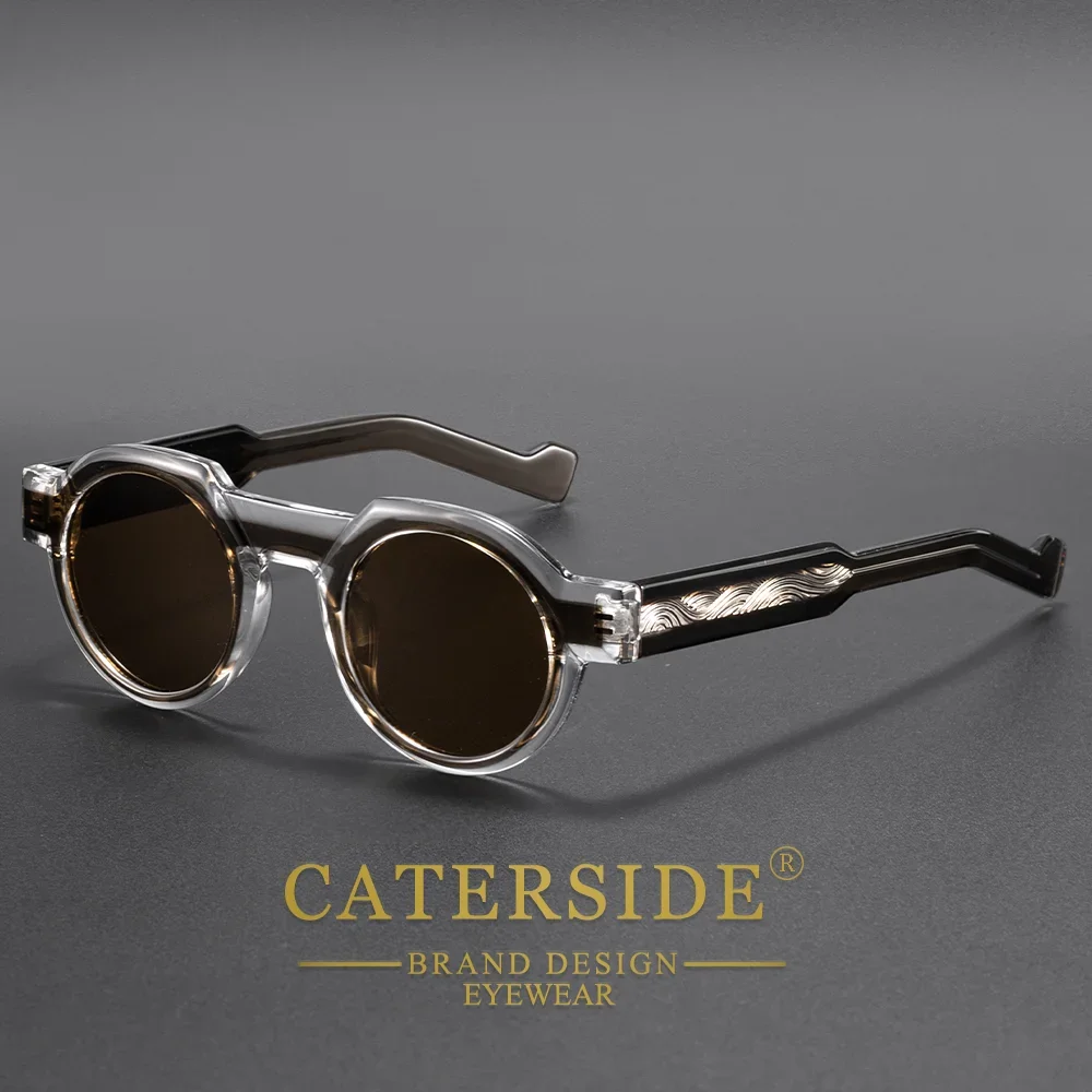CATERSIDE Men's Hip Hop Sunglasses Thickened Round Frame Propionic Acid Insertion Pin Women's Outdoor Fashion Decorative Glasses