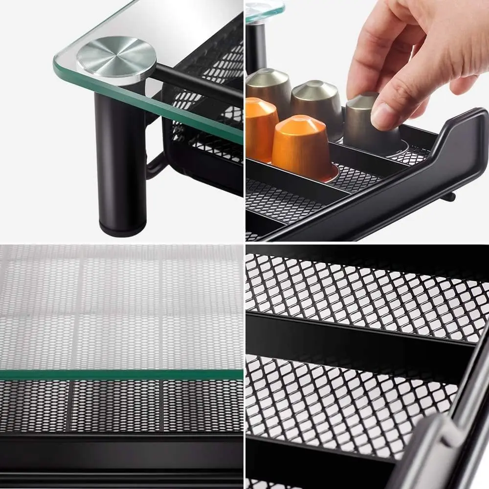 Coffee Pod Storage Holder Capsules Nespresso Originaline Storage Drawer Organizer Holder for 60 Capsule Drawer Holder Glass