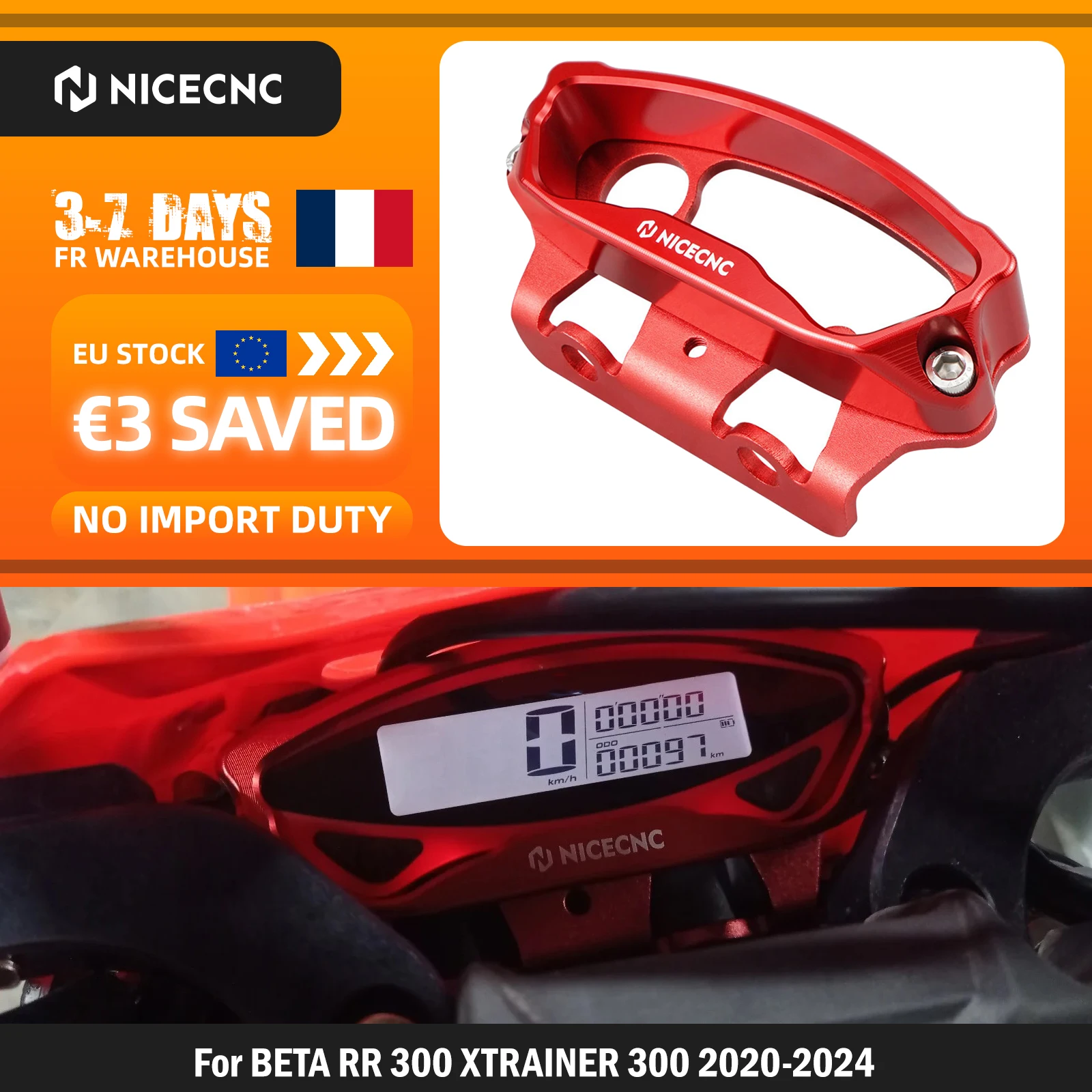 NICECNC Tachometerschutz für Beta RR 300 Xtrainer 300 2020 2021 2022 2023 2024 Motorrad Tacho- und Geschwindigkeitsmesser-Schutz RR 125 RR 350 RR 390 RR 430 RR 450 RR 498 RR 500