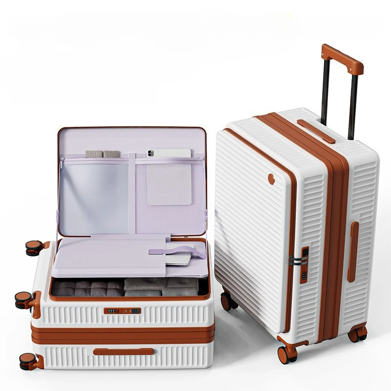 

20/24/28 Inch Side Open Travel Suitcase Carry on Luggage Rolling Luggage Trolley Case Zipper Password Suitcase With Cup Holder