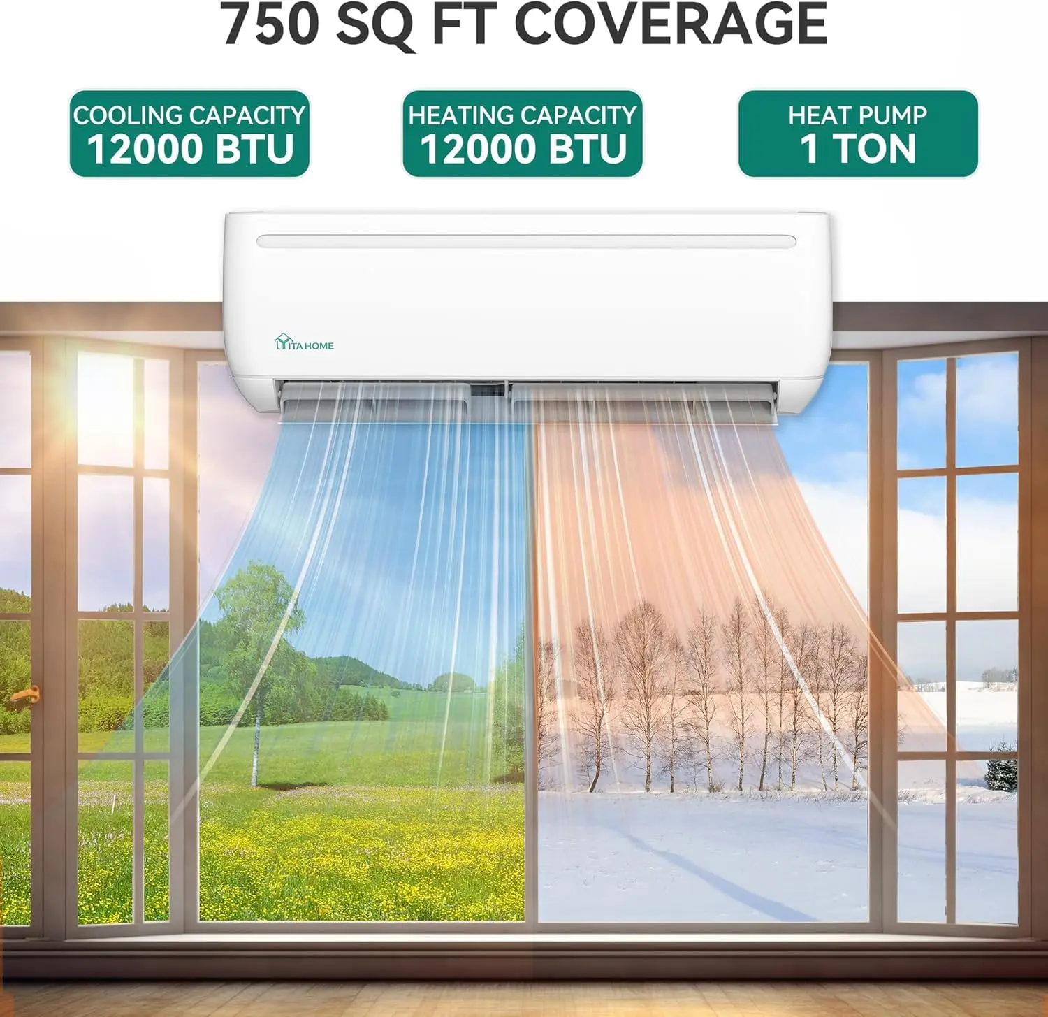 12000 BTU Mini Split Air Conditioner Heat Pump System, Wifi Enabled 17 SEER2 208-230V Inverter Ductless AC Cool Up to, Custom