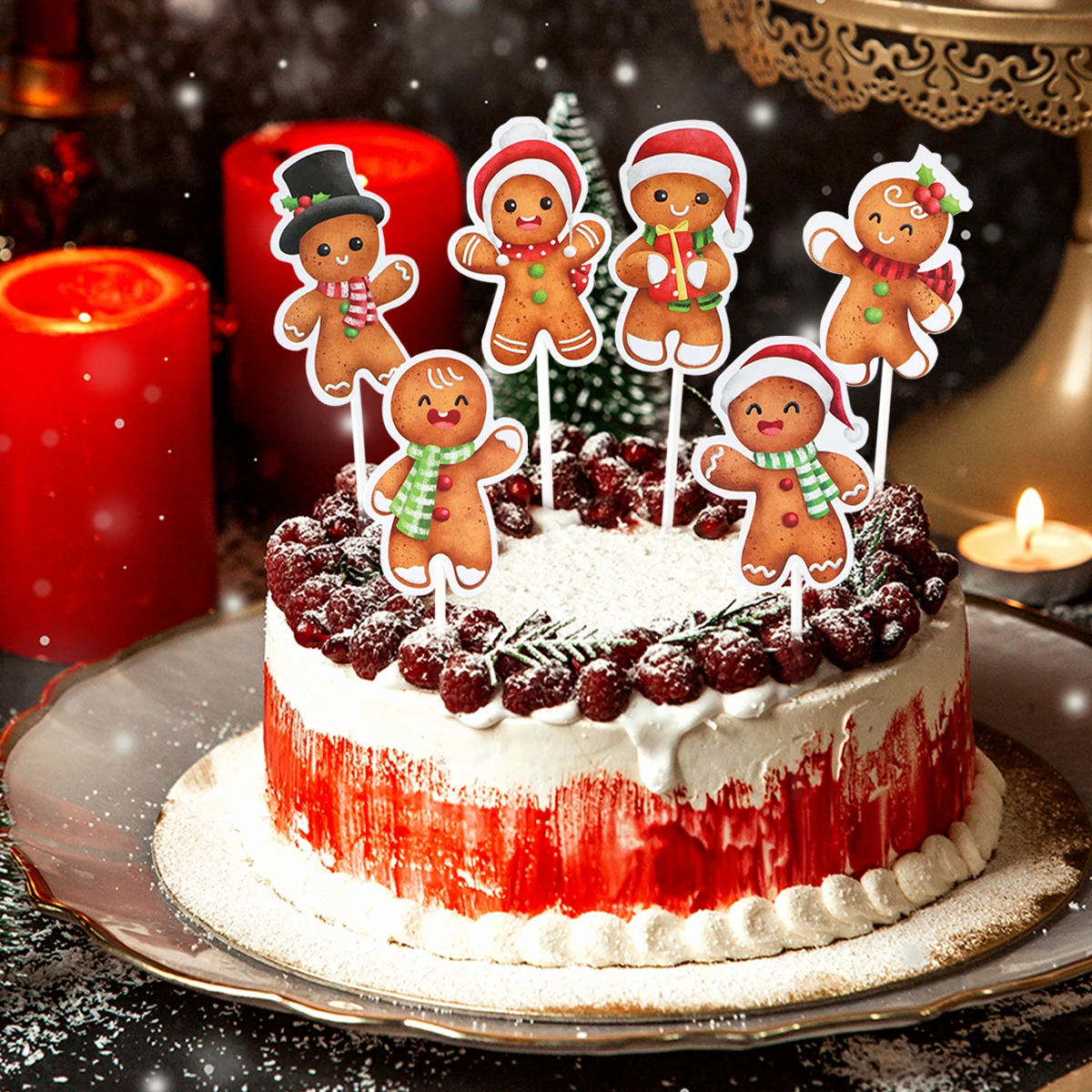 Christmas Gingerbread Man Cake Insert Xmas Cake Decor for Home 2024 Cake Insert Xmas Ornament Navidad Natal New Year Gifts 2025