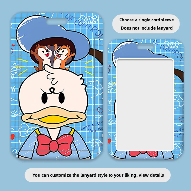 Disney Donald Duck Cartoon Card Holder Without Lanyard Portable Name Badge Case Luxury Designer Cardholder for Student Women