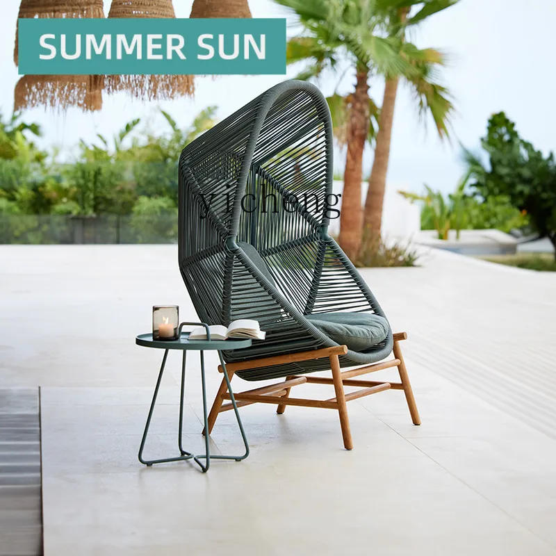 Tqh Outdoor Swing Courtyard Garden Villa Rattan Recliner Hanging Basket Hanging Chair Single Furniture