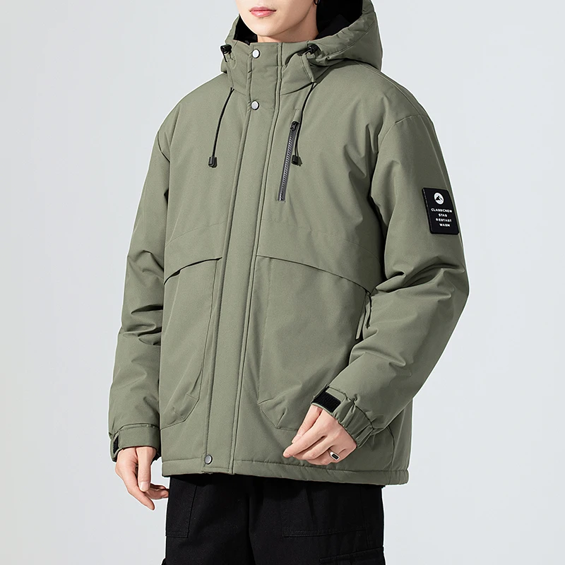 سترة الصيد الرجالية معطف تسلق الجبال الرجال سميكة معطف مقنع شتاء جديد فضفاض الرجال سترة العمل بسيطة وعصرية #6