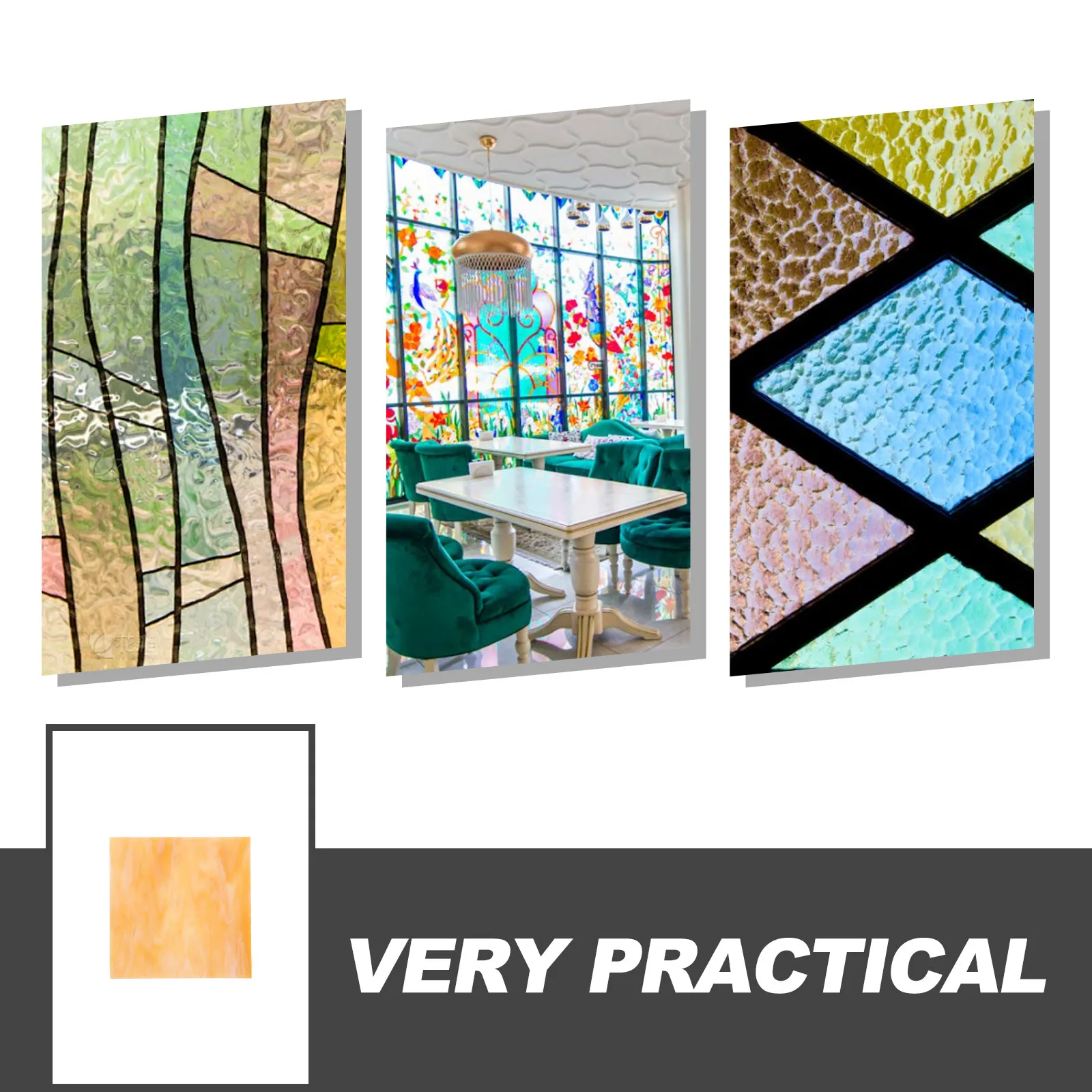 2Pcs Church Mural Material Handmade Mosaic Tiles Glass Pieces for DIY Crafts Decorative Home Decor Mixed Color Glass Tile