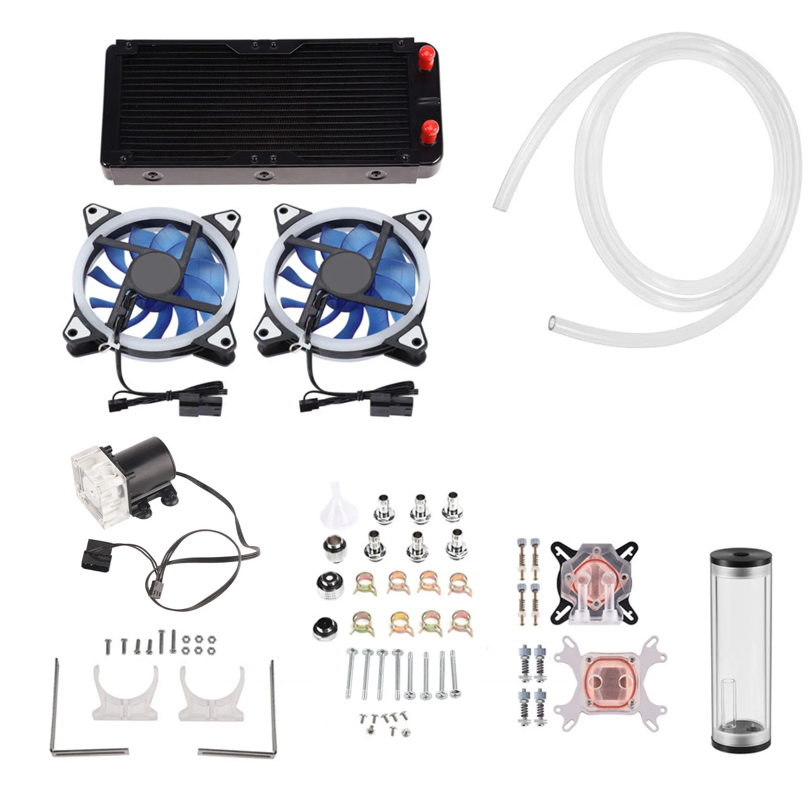 DIY 240mm Cooler CPU/GPU Block Pump Reservoir LED Fan Heat Sink Compputer Water Cooling Kit water computer heat sink