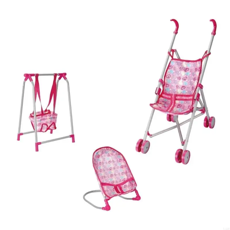 54DF Creative Role Playing Toy Wandeling voor kinderen Realistische High Chair Swing Nursery Room Set voor Toddler Pretend Play