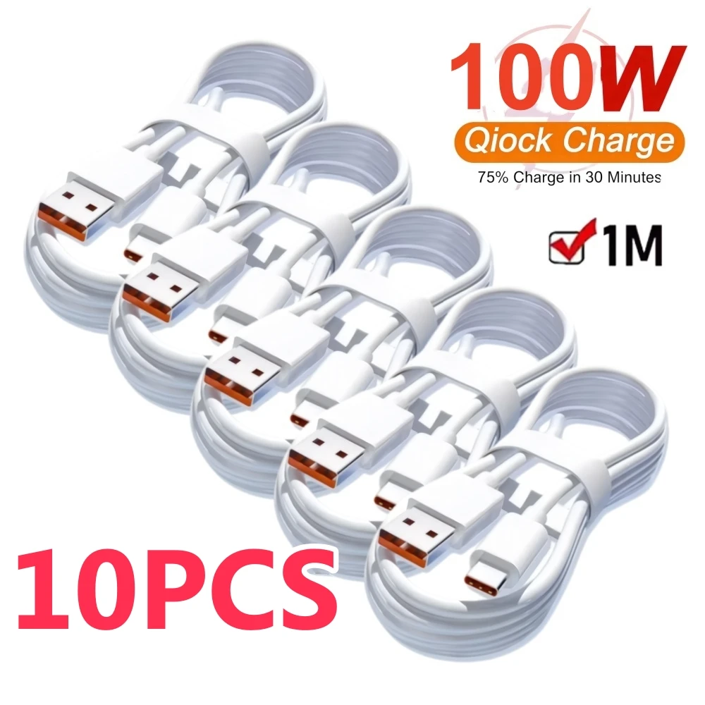 10/1PCS 6A 100W Type C Super Fast Charging Cable Data Cord For Samsung Huawei Xiaomi Redmi Quick Charing USB C Cables