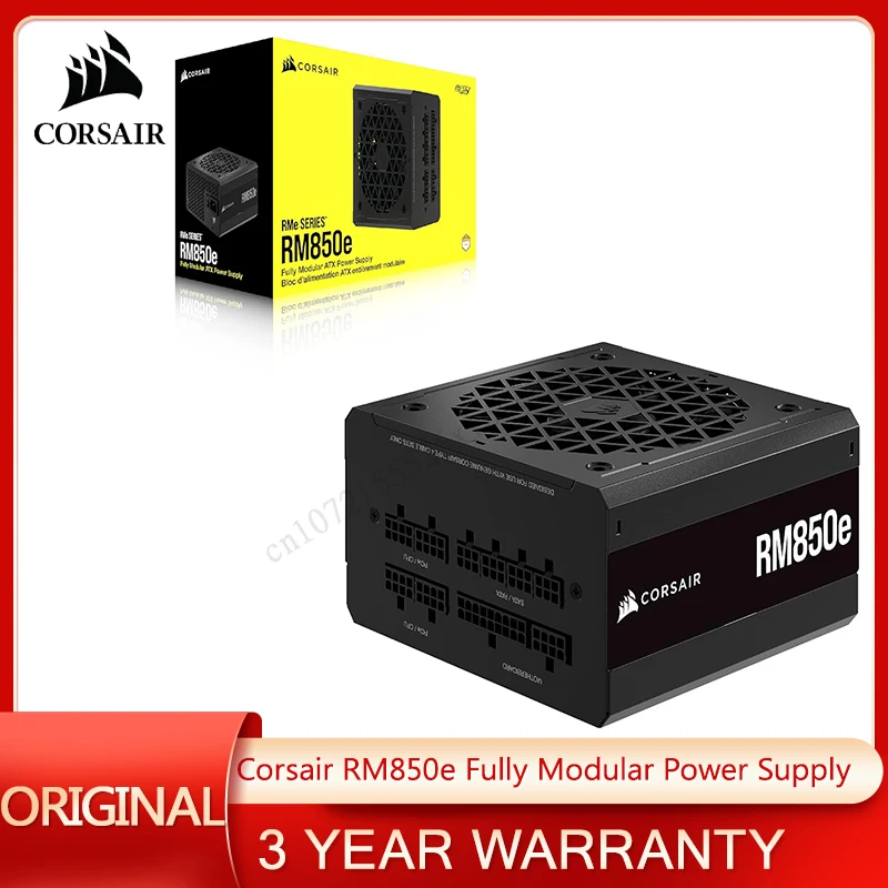 Corsair RM850e Fully Modular Low-Noise Power Supply-ATX 3.0 & PCIe 5.0 Compliant-105°C-Rated Capacitors-80 Plus Gold Efficiency