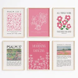Pink Christian Verse Prints Posters Vintage Bible Wall Art Canvas Painting Modern Living Room Bedroom Home Aesthetic Decoration