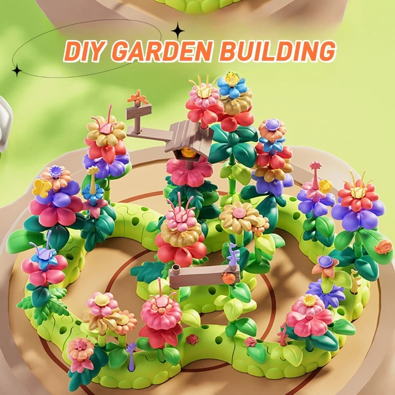 Garden Flower DIY Building Toys Girls Toys Game For Toddlers Educational Preschool Toy Gift Puzzle Creative Toys for Girls