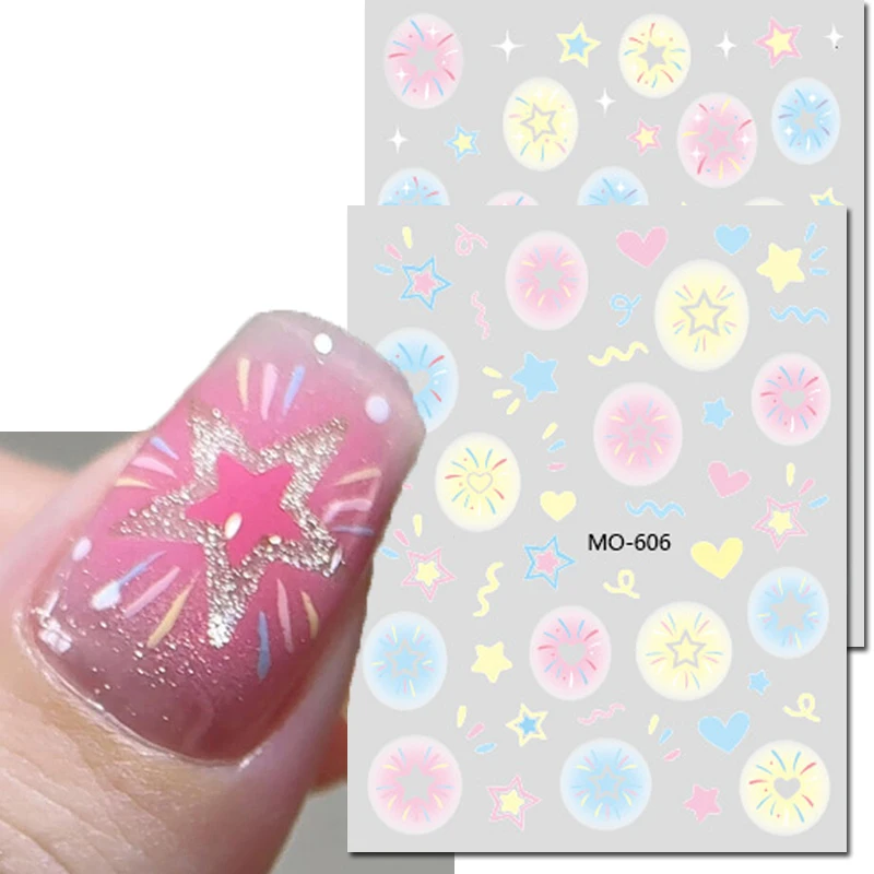 

5D Embossed Nail Art Decals Candy Color Hollow Stars Hearts Bowknots Butterflys Sliders Nails Stickers Decorations For Manicure