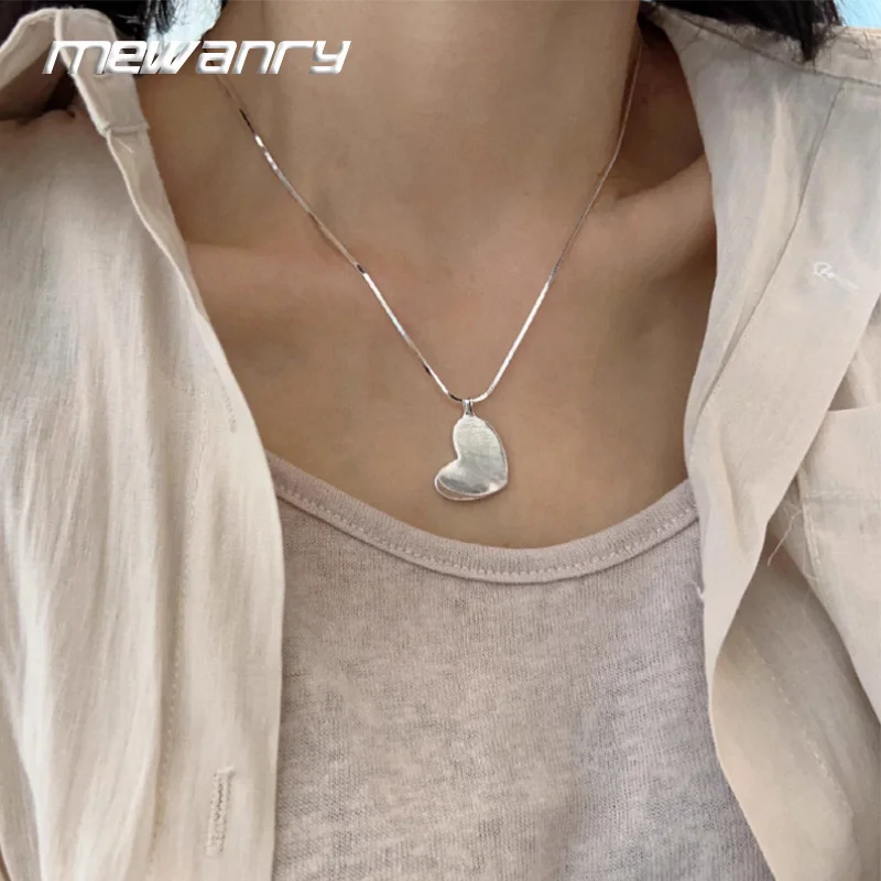 Mewanry Scrub Love Heart Geometric Necklace For Women Couples Minimalist Fashion Classic Clavicle Chain Birthday Jewelry Gifts