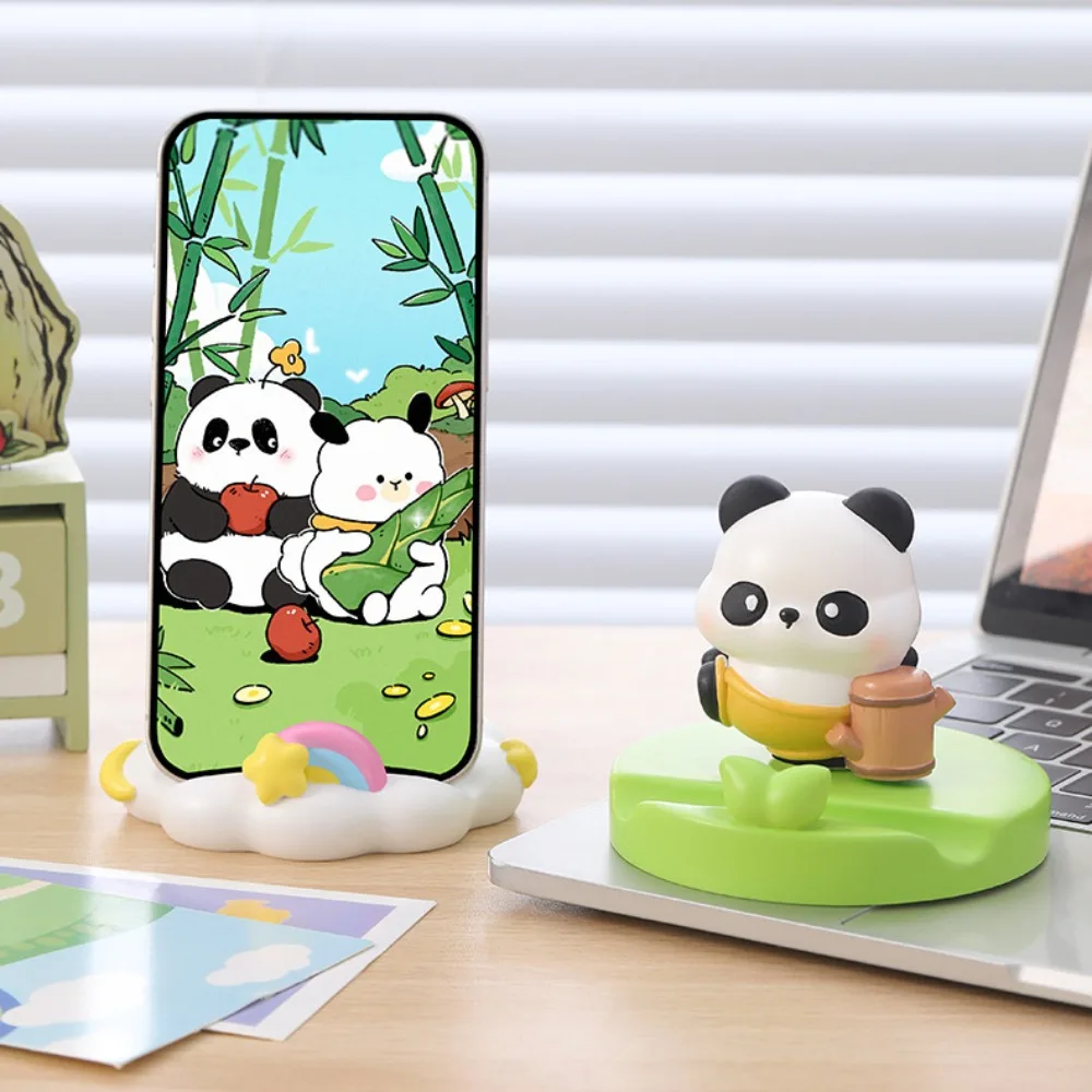 

Panda Figurines Panda Mobile Phone Holder Resin Doll Cartoon Phone Stand Holder Cute Creative Mobile Phone Bracket