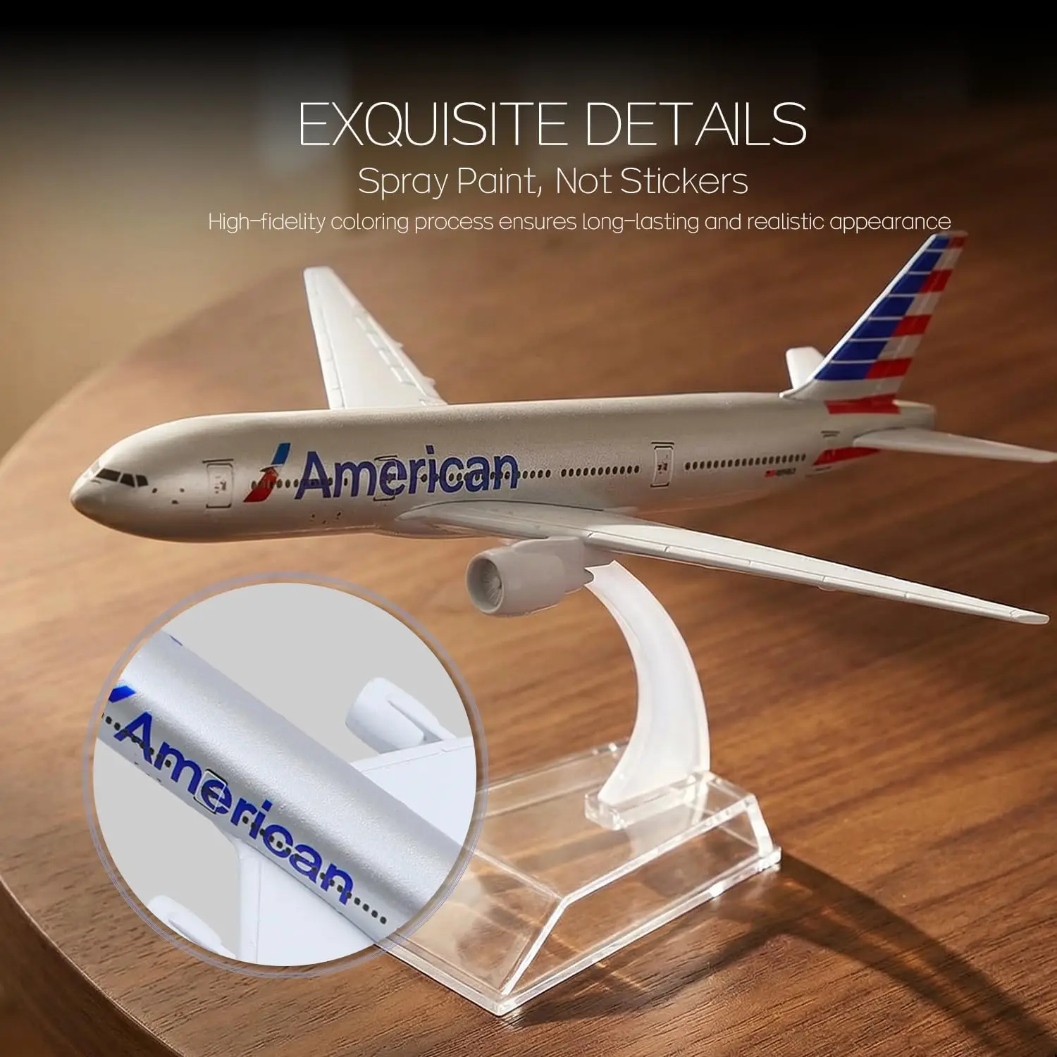 16cm Diecast Metal Airplane Model for American Airlines B777 Display Collectible Model Kit for Aviation Enthusiast Gift