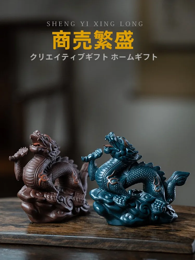 

Yihe Purple Clay Tea Pet Dragon Premium Health Vitamins Business Success Gift Tea Table Tea Room Ornaments Handmade Vintage
