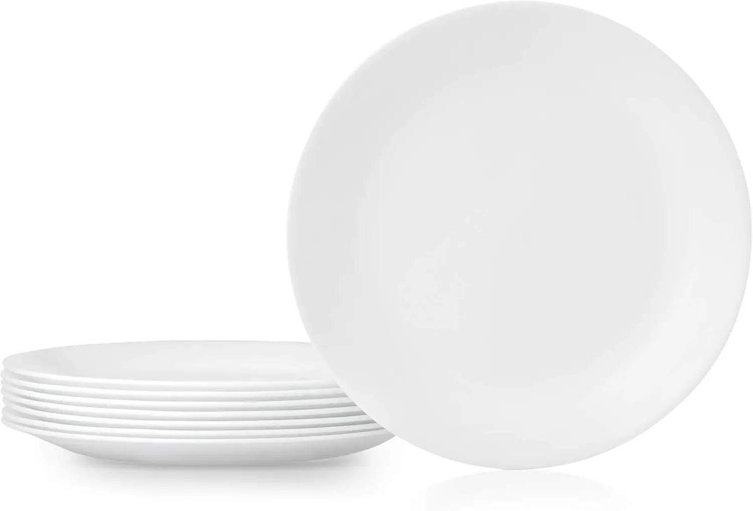 

Vitrelle 8-Piece Dinner Plates Set Triple Layer Glass and Chip Resistant, Lightweight Round Plates, Winter Frost White