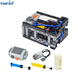 Technical Pneumatics Part Set MOC Automatic Motorized Compressor Building Blocks Model with M Motor Airtank Push Rod Battery Box