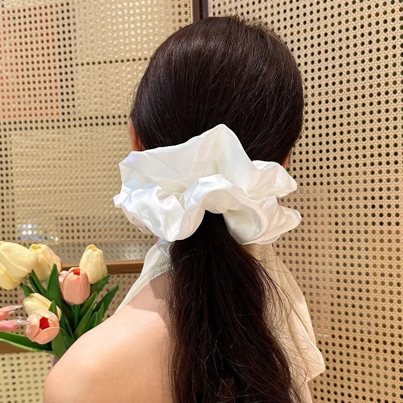 1 stuks extra grote kunstzijde pluizig, hoge elasticiteit, zacht en zijdeachtig, luxe casual comfortabele mode scrunchie voor dames