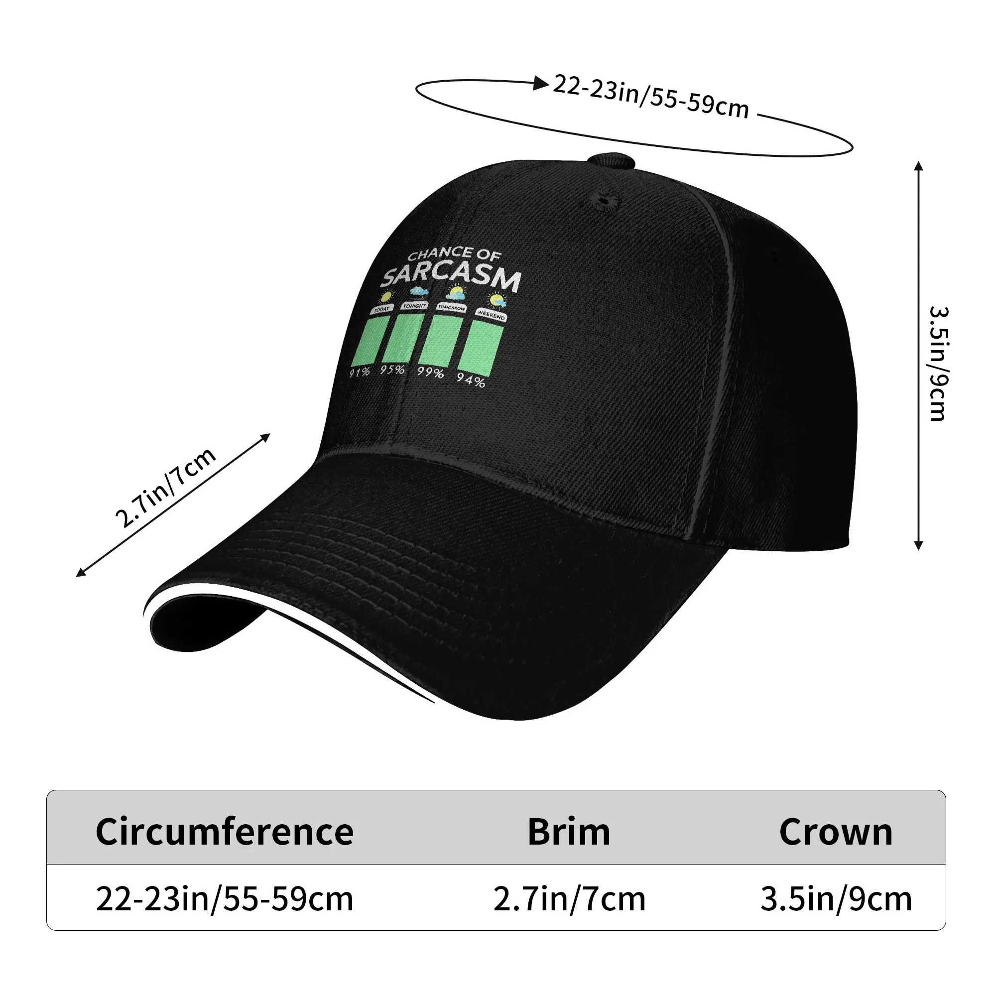 Chance of Sarcasm Weather Baseball Cap  Unisex Men Custom Logo Trucker Hat Summer y2k Funny Hunting  High Quality Baseball Caps