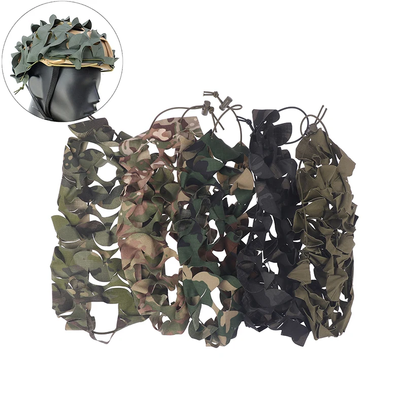 3d Camo Net Airsoft Helm Cover Lasergesneden Nylon Trekkoord Helm Scrim Cs Wargame Paintball Parachutist Jacht Accessoires