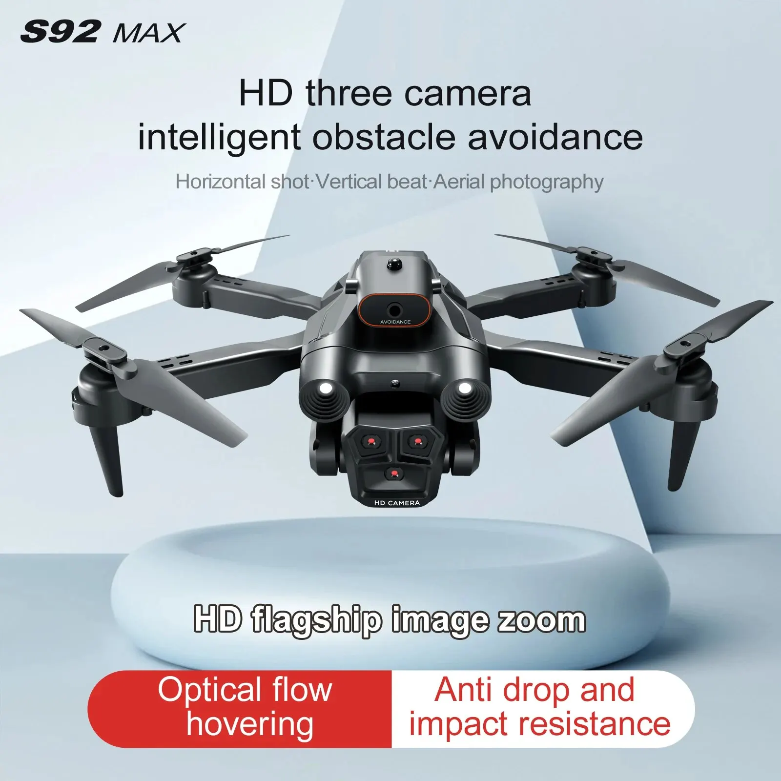 Dron S92 HD 4K, con alta potencia de agarre, diseño plegable, Mini RC, WiFi, fotografía aérea, Quadcopter, Toyhelicopter