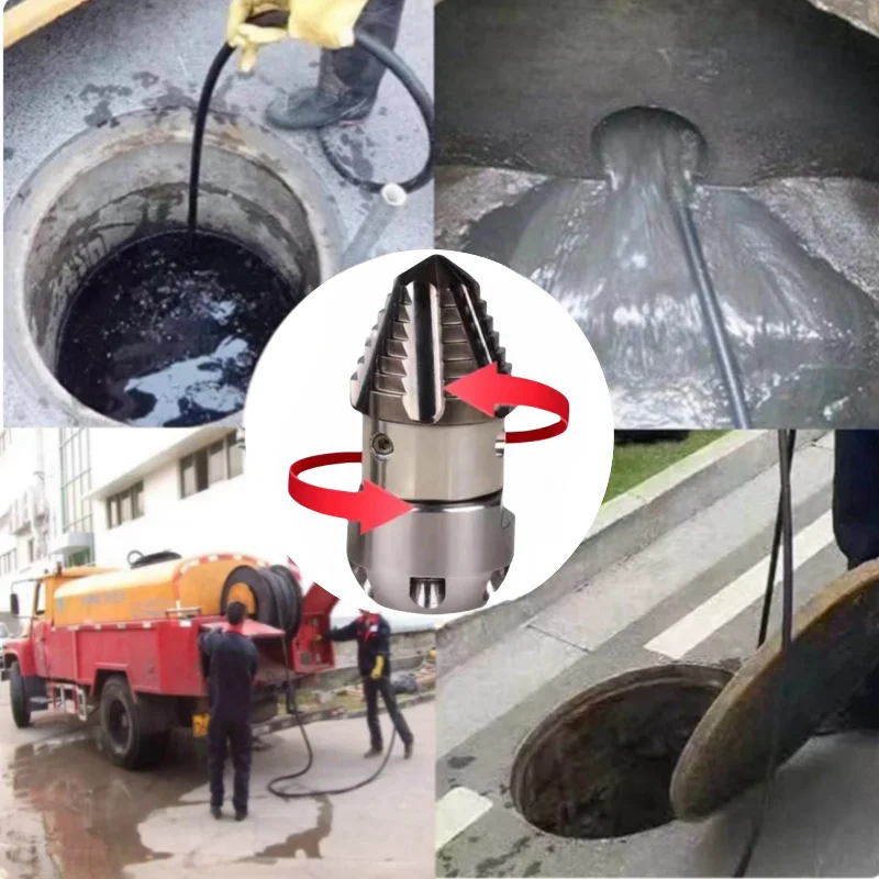 High Pressure Sewer Cleaning Nozzle, Turbine Cleaning Nozzle, Drainage Ditch Cleaning Tool, Dredging Truck, 40/70L Per Minute