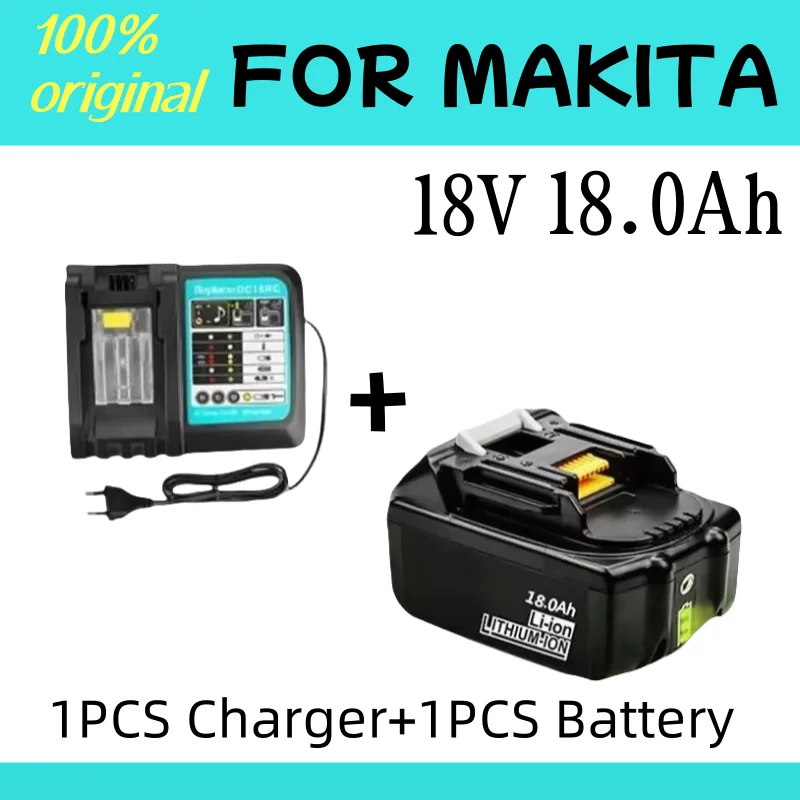 

18V18Ah Rechargeable Battery 18000mah Li-Ion Battery Replacement Power Battery for MAKITA BL1880 BL1860 BL1830battery+3A Charger