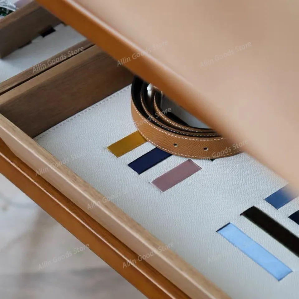 Berlin Apartment Series First Layer Fiber Leather Color Matching Ribbon Tray, Jewelry Tray