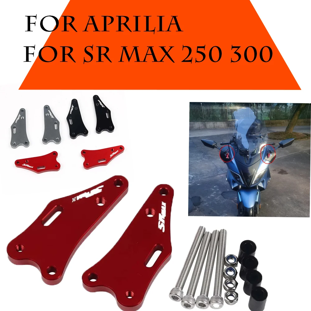 For Aprilia SR MAX 250 SRMAX 300 MAX250 Accessories  Mirror Support Rearview Mirrors Fixed Adapter Bracket Holder Extender Side